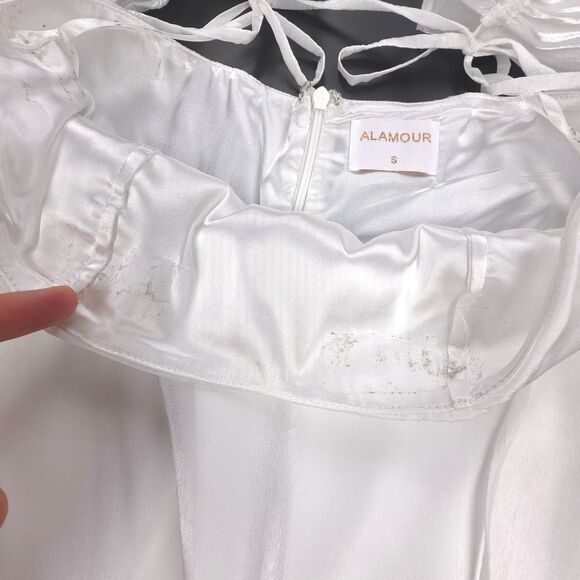 ALAMOUR The Label Celine Mini Dress White Organza Angelic Fairy Romantic Bridal - Picture 6 of 8